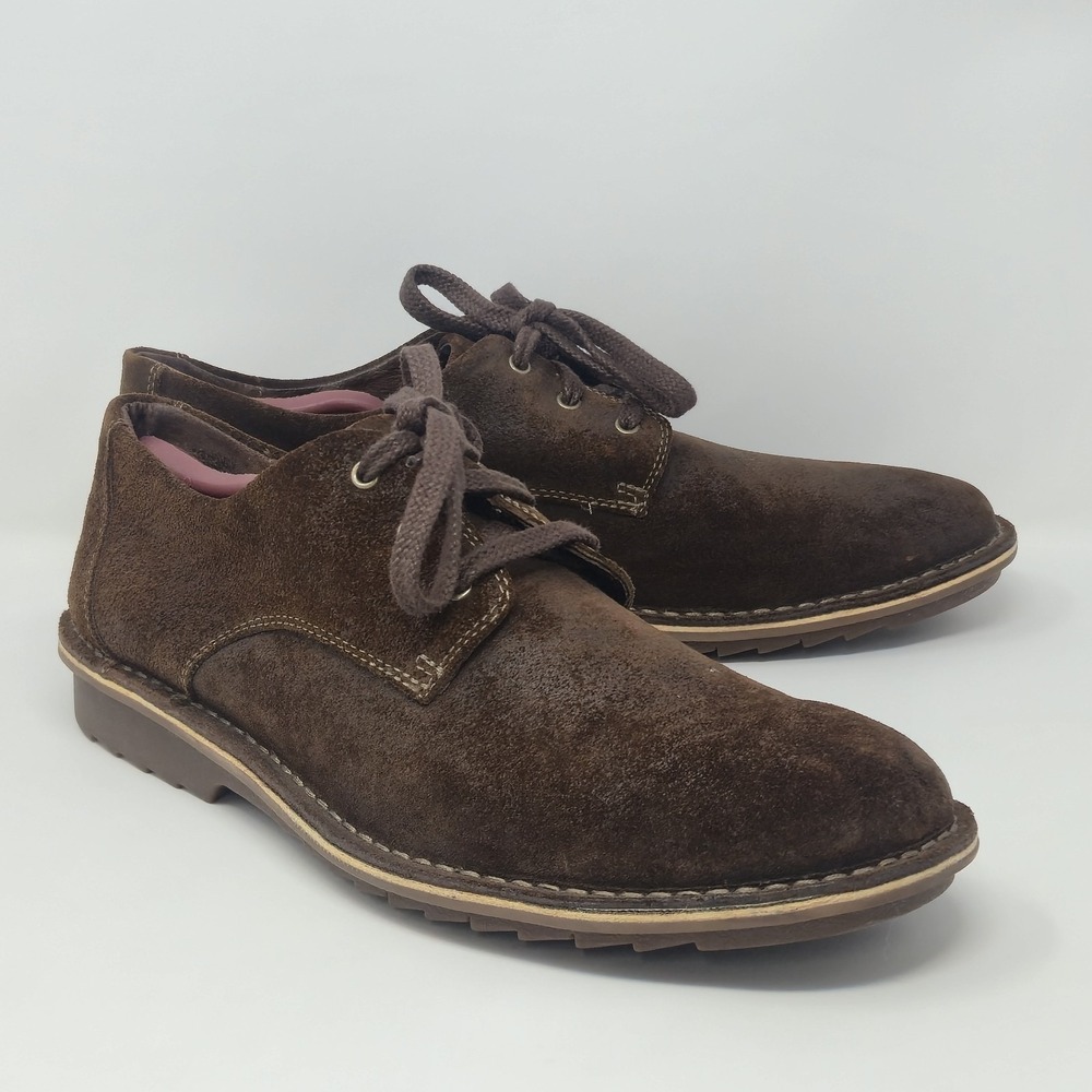 Clarks Men's 13 M Brown Suede Oxford Shoes 82655 Plain Toe Casual Comfort - Picture 2 of 16